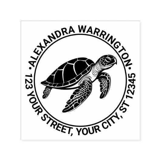 Ocean Sea Turtle #4 Name Return Address セルフインキングスタンプ (デザイン)
