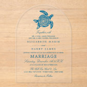 Ocean Sea Turtle, Sea Blue Beach Wedding アクリル招待状 (正面)