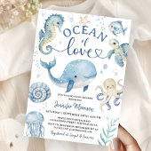 Ocean Sea Whale Baby Shower Invitation Boy 招待状