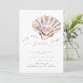 Ocean Sea You Soon Baby Shower 招待状 (スタンド正面)