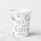 Ocean Sea You Soon Baby Shower Boy Blue 紙コップ (裏面)