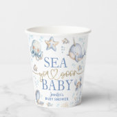 Ocean Sea You Soon Baby Shower Boy Blue 紙コップ (正面)