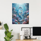 Ocean Seahorse Coral Drift ポスター (ホームオフィス)