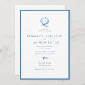 Ocean Seashell | Blue Wedding 招待状 (正面/裏面)