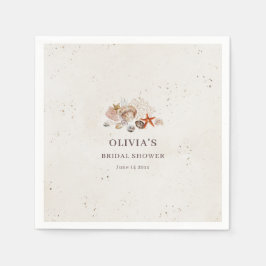 Ocean Seashells Beach Boho Coastal Bridal Shower スタンダードカクテルナプキン