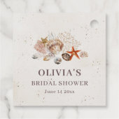Ocean Seashells Beach Boho Coastal Bridal Shower フェイバータグ (裏面)