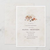 Ocean Seashells Beach Couples Wedding Shower 招待状 (正面/裏面)