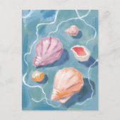 Ocean Seashells Pastel Watercolor Coastal ポストカード (正面)