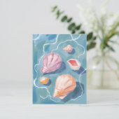Ocean Seashells Pastel Watercolor Coastal Card (スタンド正面)