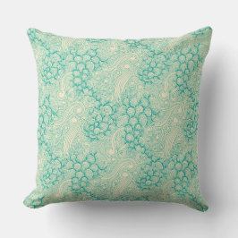 Ocean Shells Sea Waves Abstract Vintage Pattern クッション