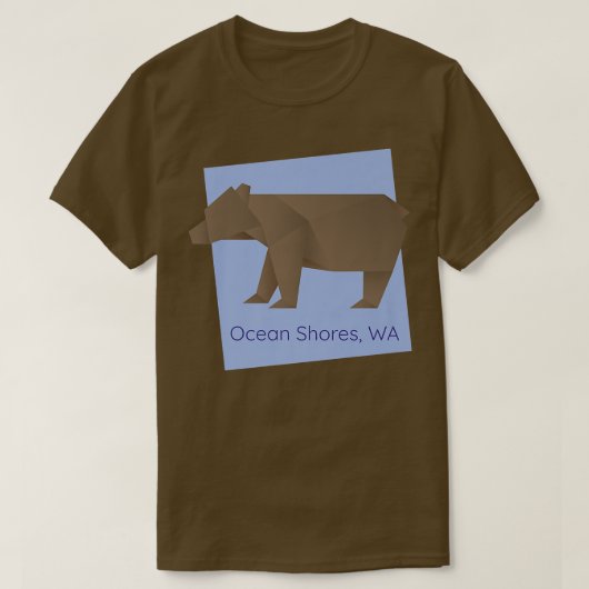 Ocean Shores Brown Origami Bear Abstract Geometric Tシャツ (デザイン正面)