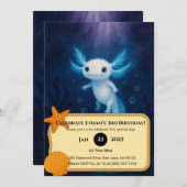 Ocean Spirit Axolotl Birthday  招待状 (正面/裏面)
