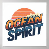 "Ocean Spirit" Retro Summer Graphic ポスター (正面)