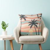 Ocean Stripes & Palms – Tropical Calm Throw Pillow クッション (椅子)