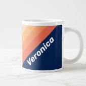 Ocean Sun Fall Stripes with Name ジャンボコーヒーマグカップ (右)