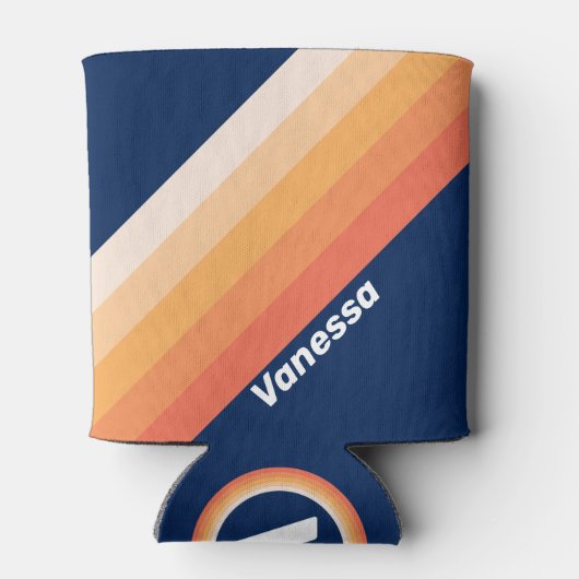 Ocean Sun Fall Stripes with Name 缶クーラー (裏面)