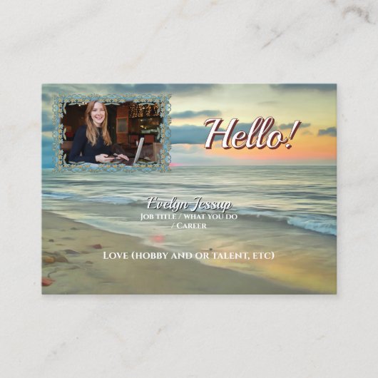 Ocean Sunset 0735 QR Code Hello Calling Card 名刺 (正面)