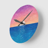 Ocean Sunset Design Wall Clock ラウンド壁時計 (傾斜)