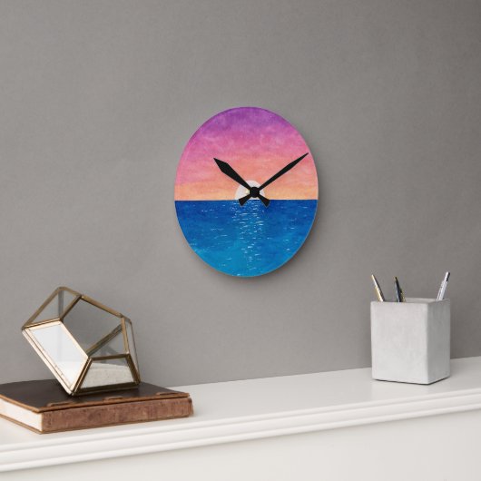 Ocean Sunset Design Wall Clock ラウンド壁時計 (オフィス)