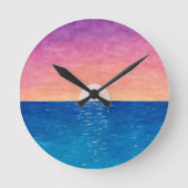Ocean Sunset Design Wall Clock ラウンド壁時計 (正面)