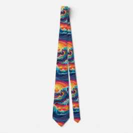 Ocean Sunset Waves Neck Tie ネクタイ