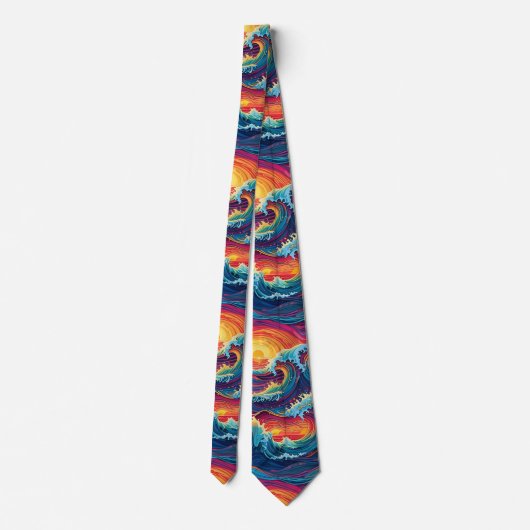 Ocean Sunset Waves Neck Tie ネクタイ (裏面)