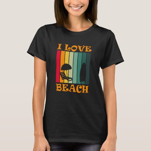 Ocean Surfer Holiday Tropical I Love Beach Summer Tシャツ (正面)