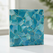 Ocean Teal Agate Gold Mosaic タイル