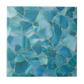 Ocean Teal Agate Gold Mosaic タイル (正面)