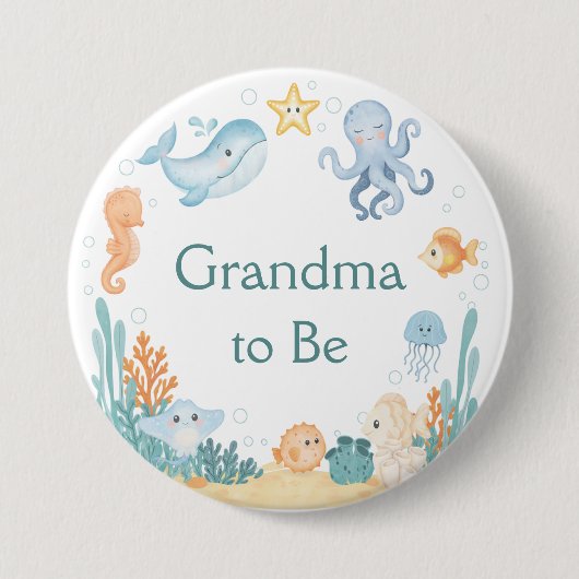 Ocean Theme Baby Shower Button 缶バッジ (正面)