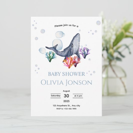 Ocean Theme Baby Shower Invite 招待状 (スタンド正面)
