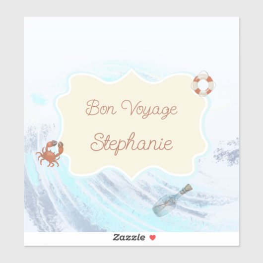 Ocean Theme Bon Voyage Personalized with Name シール (シート)