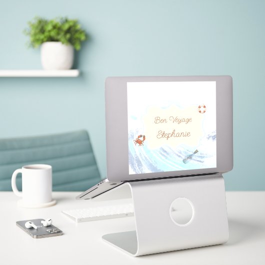 Ocean Theme Bon Voyage Personalized with Name シール (デスク上のノートパソコン)