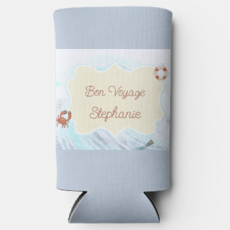 Ocean Theme Bon Voyage Personalized with Name スリム缶クーラー