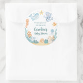 Ocean Theme Stickers for Baby Shower ラウンドシール (バッグ)
