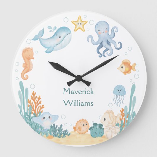 Ocean Theme Wall Clock ラージ壁時計 (正面)
