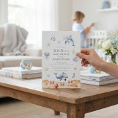Ocean Theme Watercolor Dolphin Baby Shower 招待状