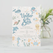 Ocean Themed 6th Birthday Invitation. Kids Ocean I 招待状 (スタンド正面)