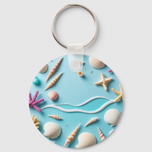 Ocean-Themed Keychain – Sea Life Design with Shell キーホルダー (正面)