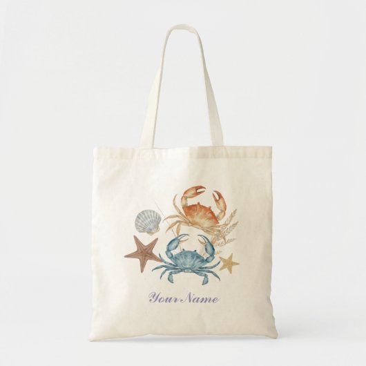Ocean Treasures Watercolor Beach Tote Bag トートバッグ (正面)