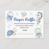 Ocean Under The Sea Baby Shower Boy Diaper Raffle エンクロージャーカード (正面)