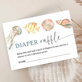 Ocean Under The Sea Baby Shower Diaper Raffle エンクロージャーカード
