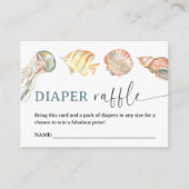 Ocean Under The Sea Baby Shower Diaper Raffle エンクロージャーカード (正面)