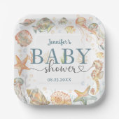 Ocean Under The Sea Baby Shower Gender Neutral  ペーパープレート (正面)
