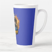 Ocean Unleashed Shark – Bold Blue & Orange Splash  カフェラテマグ (右)