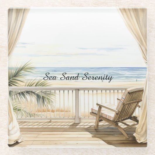 Ocean View Beach Serenity ガラスコースター (正面)