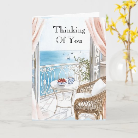Ocean View Boats Thinking of You カード (黄色い花)
