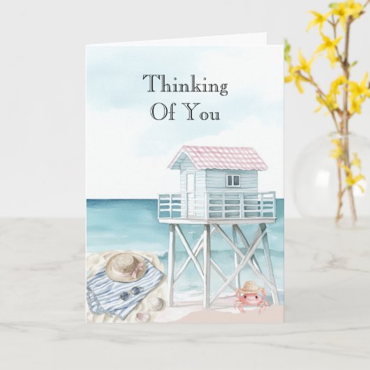 Ocean View Boats Thinking of You カード (黄色い花)