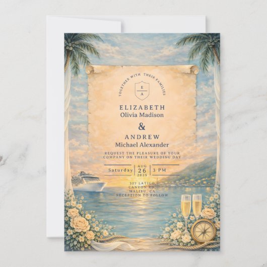 Ocean View Cruise Wedding 招待状 (正面)