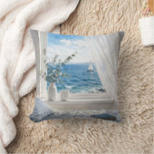 Ocean View in a Bedroom Window クッション (ブランケット)
